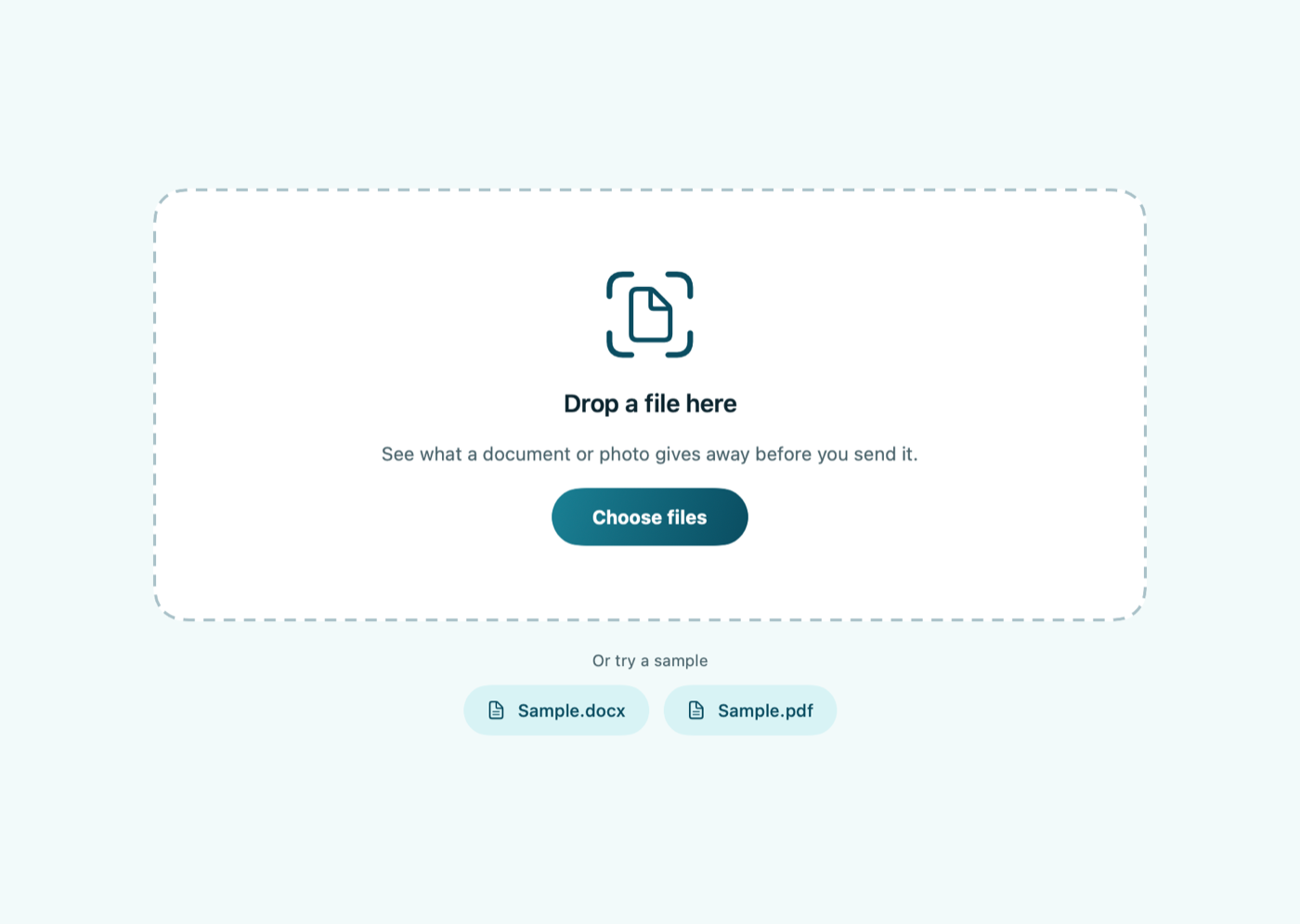 BarePeek on Mac: drop area and sample files